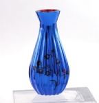 china aroma bottle with dark blue uv painting color and flower logo