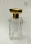 square perfume bottle design with gold metal perfume cap