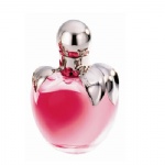 red color perfume bottle with round metal cap